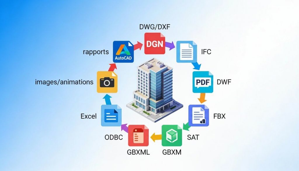 Exporter projet Revit : DWG, IFC, PDF, FBX